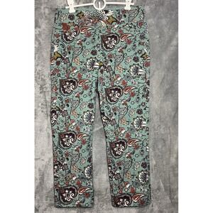 Soft Surroundings Superla Slim Leg SZ Small Teal Floral Leggings Pants
